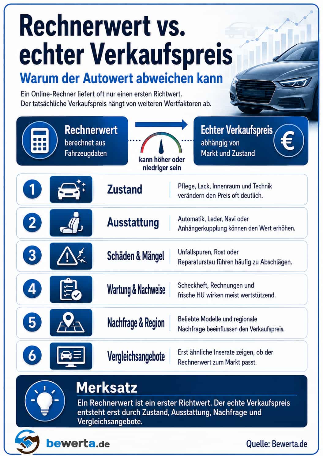 Rechnerwert vs. echter Verkaufspreis beim Auto und wichtige Wertfaktoren