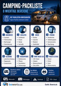 Camping-Packliste individuell erstellen: Wohnmobil, Wohnwagen oder Zelt camping-packliste-bereiche