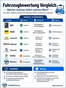 Fahrzeugbewertung Vergleich: DAT, ADAC, DEKRA & Schwacke