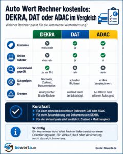 DEKRA, DAT oder ADAC: Welcher kostenlose Auto Wert Rechner passt wirklich? auto-wert-rechner-vergleich
