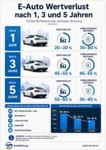 E-Auto Wertverlust: Tabelle, Restwert und Akku-Faktoren e-auto-wertverlust-infografik